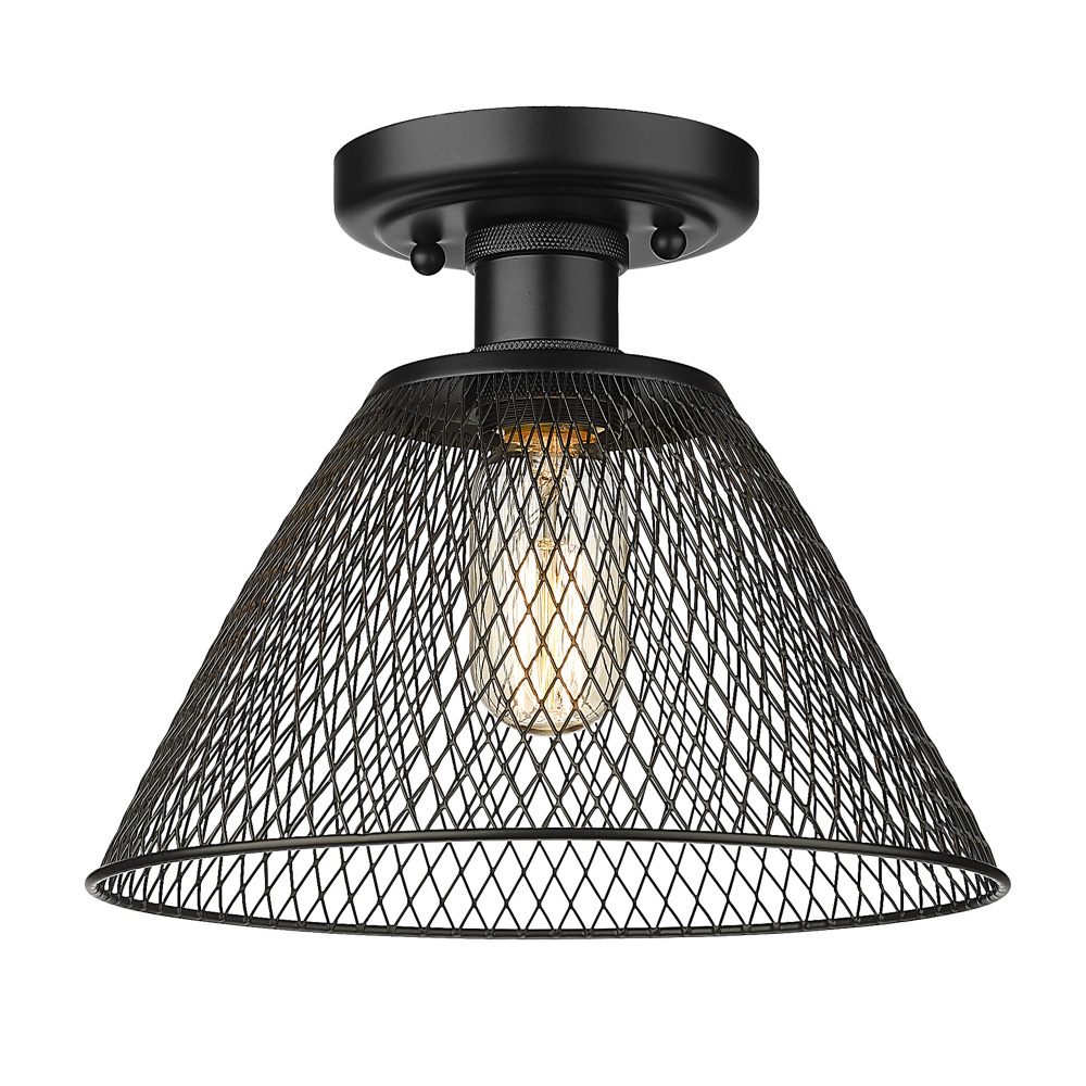 Yep by Golden Lighting Carver 1-light Semi-Flush Mount in Matte Black